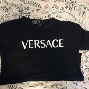 Versace Black Tee with White Logo